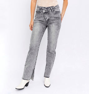 Charcoal Asymmetric Slit Jeans