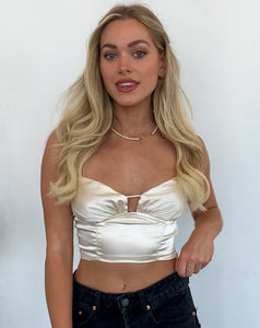 Allure Satin Top in Ivory