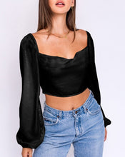 Load image into Gallery viewer, Daybreak Satin Top in Black
