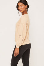 Load image into Gallery viewer, Shoot for the Stars Embroidered Sweater in Taupe
