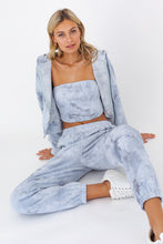 Load image into Gallery viewer, grey tie dye tube top, tie dye crop top, womens crop tops, womens three piece sets, saffire clothing, womens lounge wear
