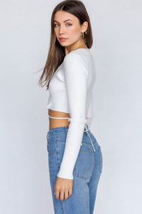 Humble Ties Ribbed Knit Sweater in White
